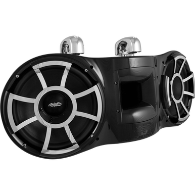 REV 410 B-SC V2 | Revolution Series Dual 10" Black Tower Speaker With TC3 Swivel Clamps For Tube Diameter 1 7/8” To 3”