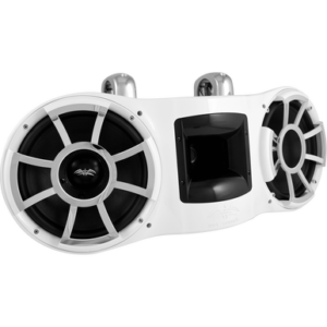 REV 410 W-FC V2 | Revolution Series Dual 10" White Tower Speaker With TC3 Fixed Clamps For Tube Diameter 1 7/8” To 3”