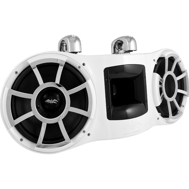 REV 410 W-SC V2 | Revolution Series Dual 10" White Tower Speaker With TC3 Swivel Clamps For Tube Diameter 1 7/8” To 3”