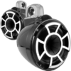REV 8 B-FC SA V2 | Revolution Series 8" Black Tower Speakers With Silver Aluminum Fixed Clamps For Tube Diameter 1 7/8” To 3”