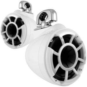 REV 8 W-SC V2 | Wet Sounds Revolution Series 8" White Tower Speaker With TC3 Swivel Clamps For Tube Diameter 1 7/8” To 3”