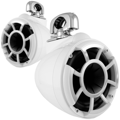 REV 8 W-SC V2 | Wet Sounds Revolution Series 8" White Tower Speaker With TC3 Swivel Clamps For Tube Diameter 1 7/8” To 3”