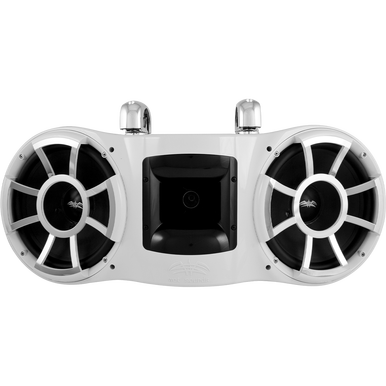 REV 410 W-SC V2 | Revolution Series Dual 10" White Tower Speaker With TC3 Swivel Clamps For Tube Diameter 1 7/8” To 3”