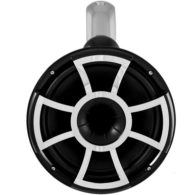 REV 10 B-FC SA V2 | Revolution Series 10" Black Tower Speakers With Silver Aluminum Fixed Clamps For Tube Diameter 1 7/8” To 3”