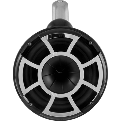 REV 8 B-FC SA V2 | Revolution Series 8" Black Tower Speakers With Silver Aluminum Fixed Clamps For Tube Diameter 1 7/8” To 3”