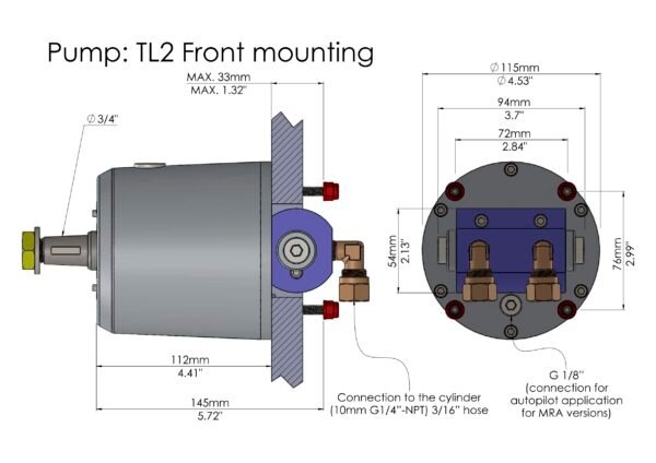 MF350W plus - Hydraulic Steering System up to 350HP