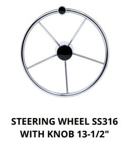 STEERING WHEEL SS316 WITH KNOB 13-1/2"