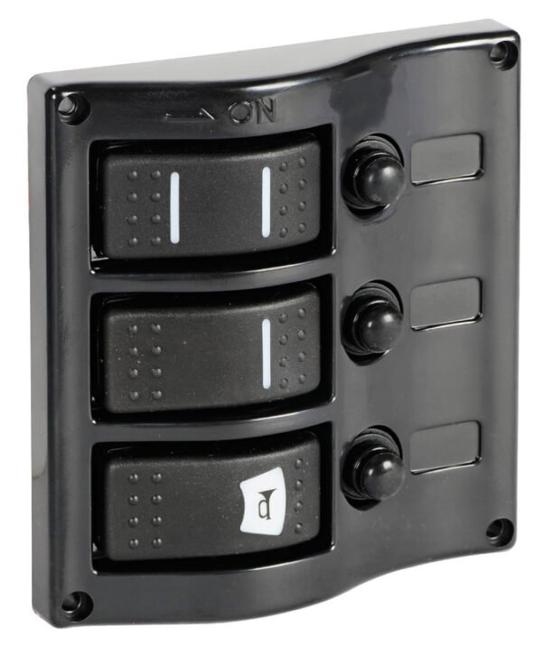 Electric control panel with flush rocker switches