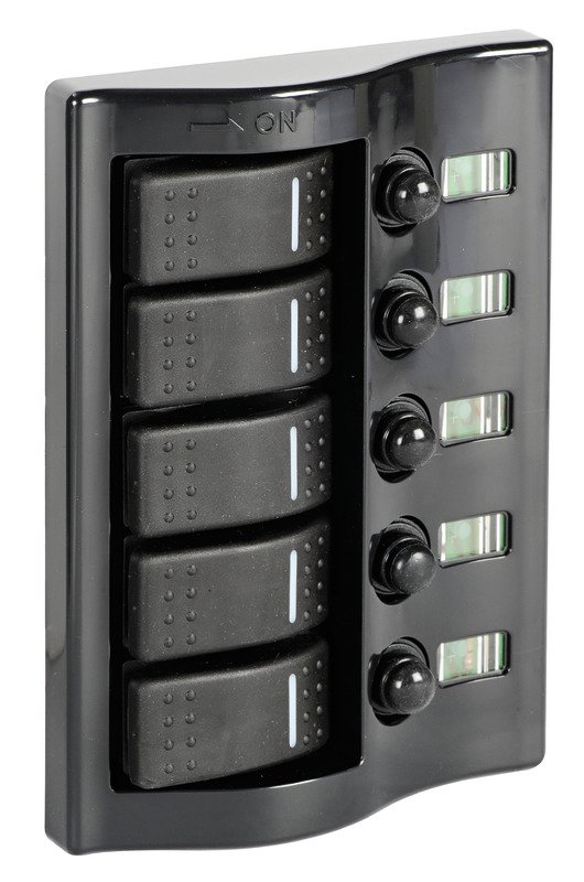 Electric control panel with flush rocker switches