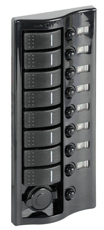 Electric control panel with flush rocker switches