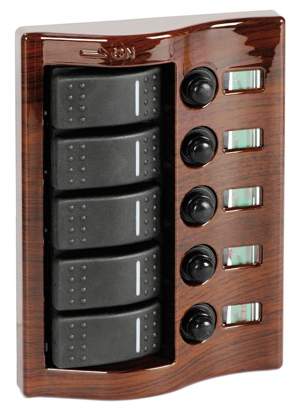Electric control panel with flush rocker switches