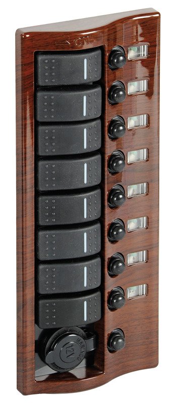 Electric control panel with flush rocker switches
