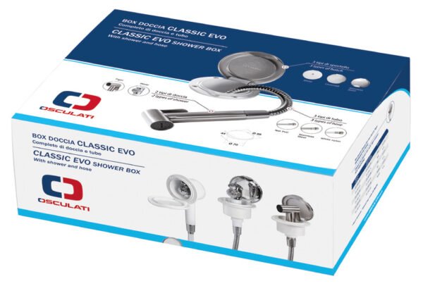 Classic EVO deck shower for bulkhead mounting with Mizar push-button shower