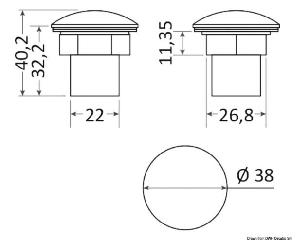 EN_13.183.01-02-03 dis LED courtesy light for recess mounting - frontal orientation