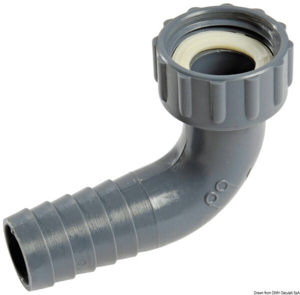 Polypropylene hose connector with swivel nut and gasket