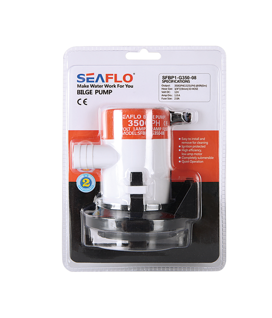 Model -SFBP1-G350-08-08 Series 350GPH Seaflo Bilge Pump 12V
