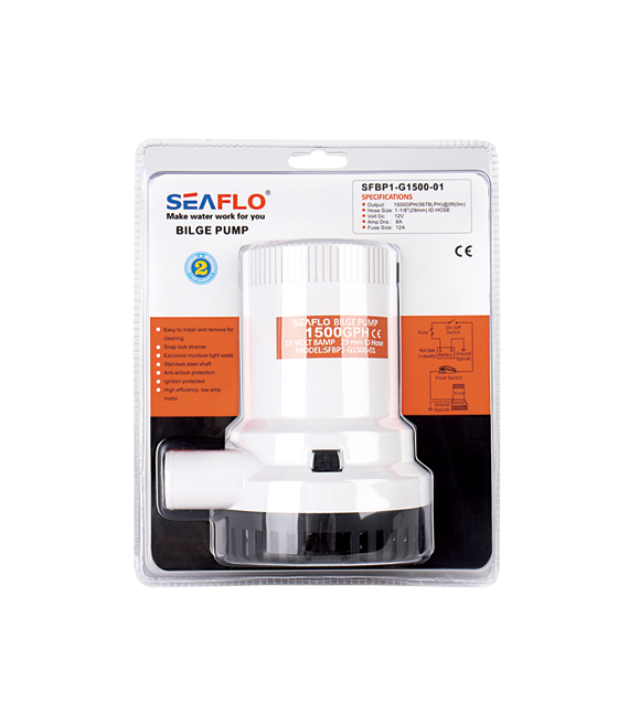 Model -SFBP1-G1500-01 -01 Series 1500GPH Seaflo Bilge Pump