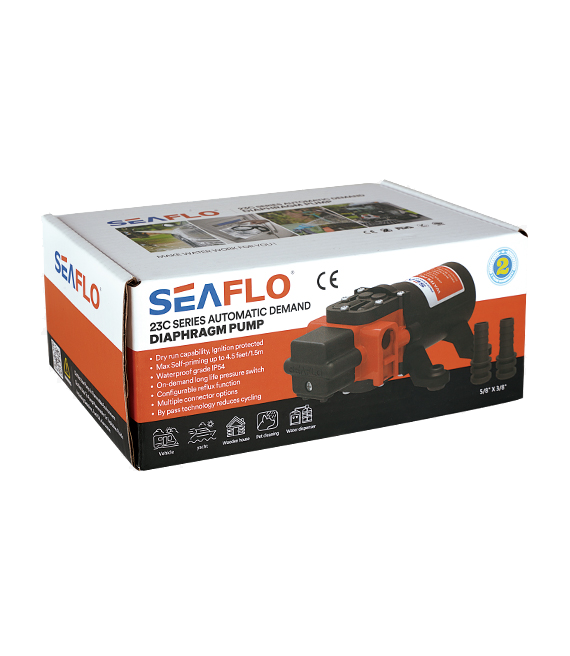 Model -SFDP1-005-070-23C- Automatic Demand Diaphragm Pump 12v Seaflo