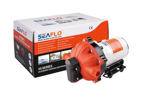 image description Model -SFDPA1-050-060-55-55-Automatic Demand Diaphragm Pump 115v Seaflo