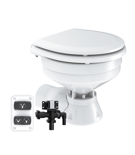 Model -SFMTE1-03-12V-SEAFLO Quiet Flush Electric Toilet-Freshwater(Compact)